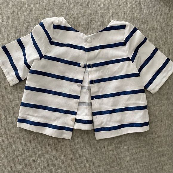 Jacadi white and navy stipe top - Picture 2 of 3